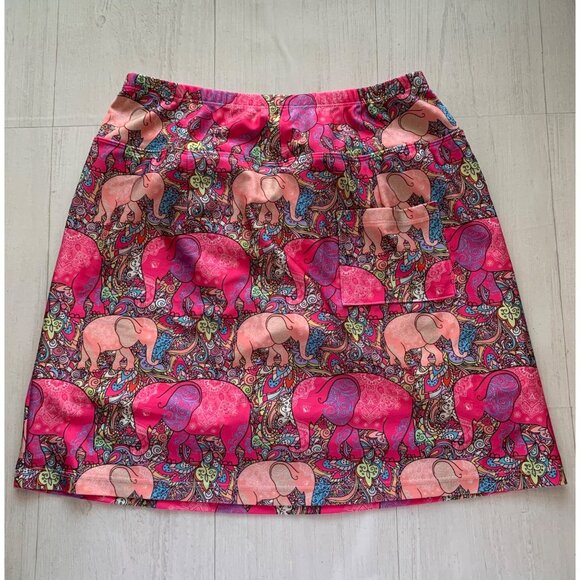 Elephant Print Womens Skirt By Skinz S Nylon & Spandex Vibrant Pink & Multicolor - Picture 6 of 9
